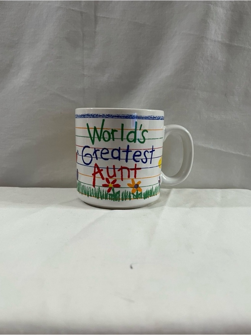 "World's Greatest Aunt" White Ceramic Mug with Colorful Handwritten Design
